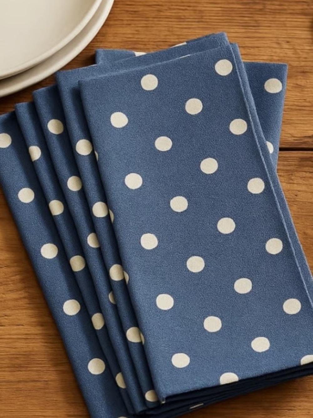 Pottery Barn Navy White Polka Dot Cloth Napkins Set Of 4 NWOT